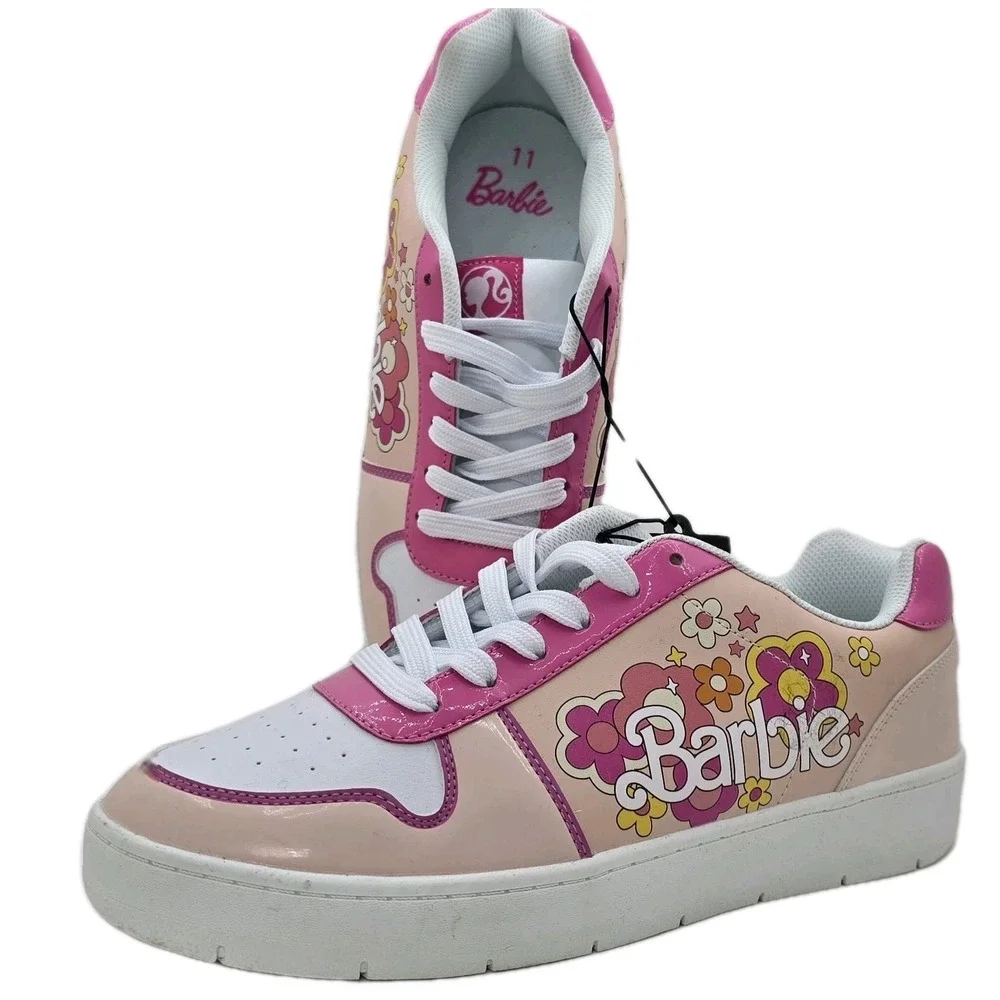 Barbie Retro Floral Sneakers Shoes Pink &‎ White Size 11 Women's 2000s Y2K Style